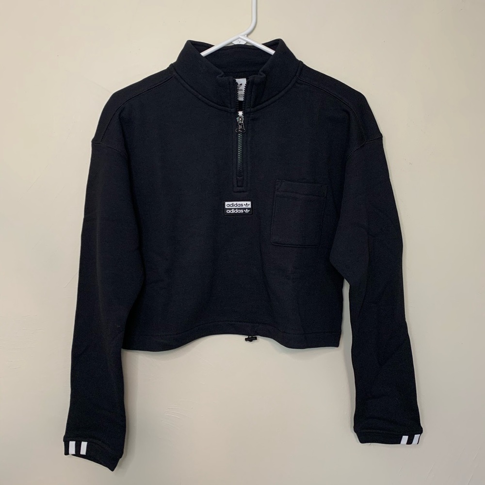 Adidas Black Cropped Sweatshirt Size Medium